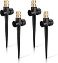 Tioncy 4 Pack Metal Lawn Sprinkler Automatic Garden Water Sprinkler on Spike Base 360 Degree Rotation with Adjustable Brass Nozzle for Lawn Garden Yard(Black)