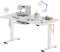 FLEXISPOT Electric Adjustable Workbench, 55x28 Inches Ergonomic Worktable with Drawer for Garage, Workshop, Office and Home, Spacious Desktop for Woodworking Sewing and Crafts, White, 3 Packages