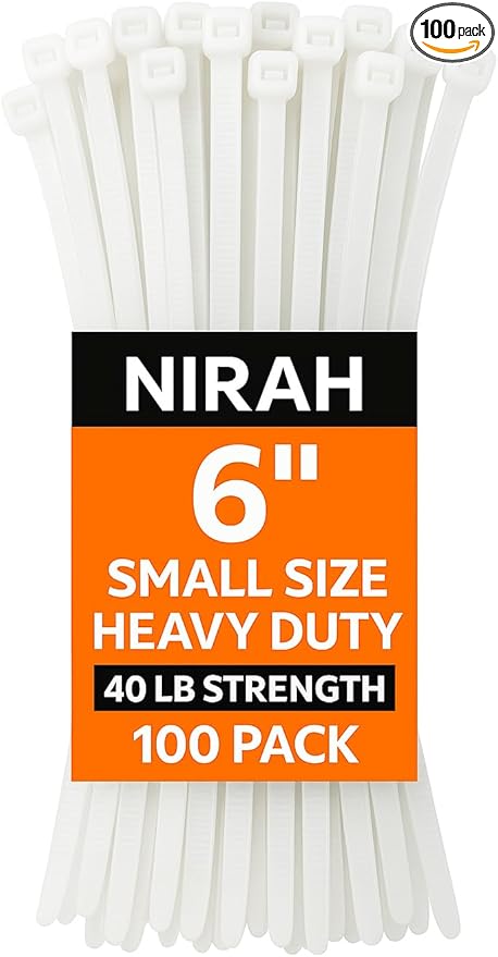Small Zip Ties 6 inch, Clear, 40lbs strength, Multi-Purpose, Self-locking, Small Size Cable Ties White, Mini Wire Ties, Tiny Tie Wraps for Crafts, Wreath, Electrical, Home, Garden & Office by Nirah