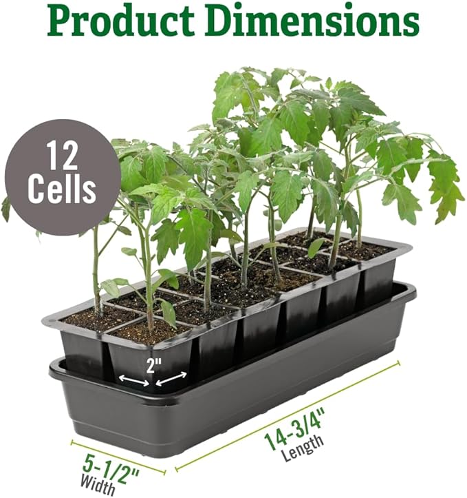 Gardener's Supply Company GrowEase Seed Starting Self Watering Tray |12-Cell Seedling Tray with Capillary Mat, Water Reservoir & Germination Dome | Indoor Greenhouse Gardening Kit