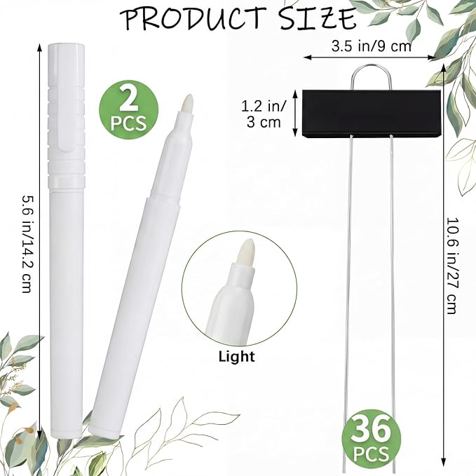 Maitys 38 Pcs Metal Garden Markers Plant Label Stakes Outdoor Weatherproof 10.6 Inch Stainless Steel Nursery Tags Bulk with Pens (Black Label with White Ink)