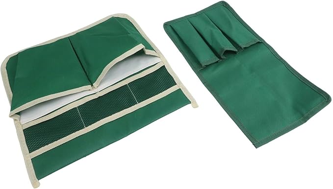 Green Garden Tool Storage Bag Kit, Portable Foldable Organizer with Small and Big Pouches for Yard Work, Accessories for Easy Carrying and Tidy Tool Management