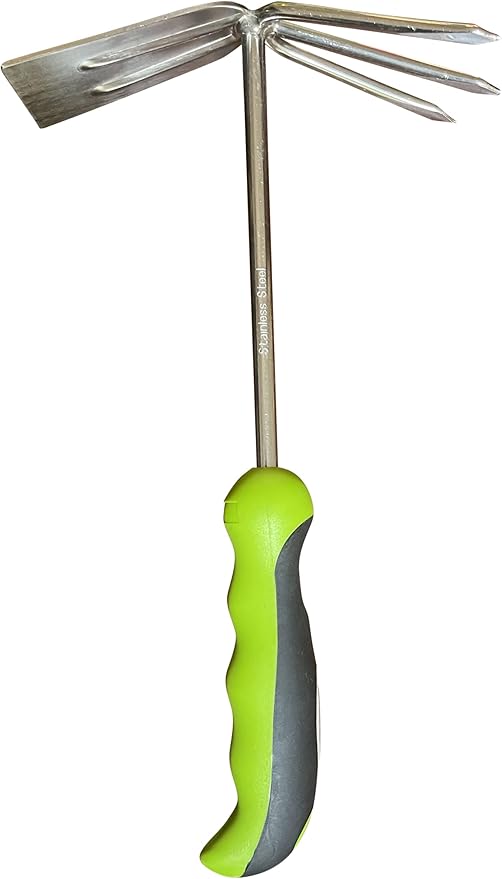 Garden Guru Hand Cultivator Rake Hoe Tiller Tool - Stainless Steel for Ultimate Strength - Rust Resistant - Ergonomic Handle - Great for Gardening Cultivating Loosening Weeding(4Pack)