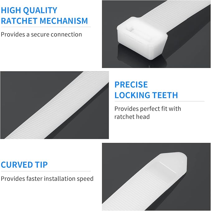 40 inch White Zip Ties Heavy Duty 30 PCS, 250LBS Ultra Exclusive Strong Plastic Wire Ties, Large Cable Ties Extra Long Tie Wraps, Indoor and Outdoor UV Resistant