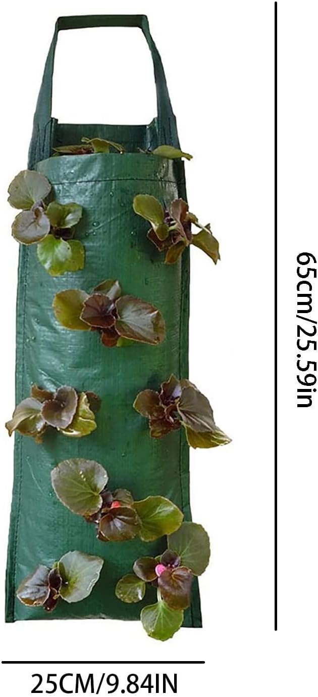 2024 Hanging Strawberry Planter, Upside-Down Patio Garden Tomato Planter Bags, Hanging Strawberry Plant Grow Bags,Hanging Grow Bags Flower Planting Bag Handle Grow Pouch Planter for Outdoor (1)
