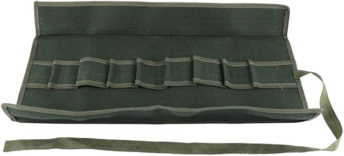 Canvas Tool Bag, Portable Rolling Storage for Gardening Tools with 10 Insert Pockets, Green Organizer