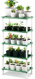 5-Tier Seed Starter Tray, Plant Stand Designed for Cell Trays and Small Pots for Gardening Indoor Outdoor Growing (Green)