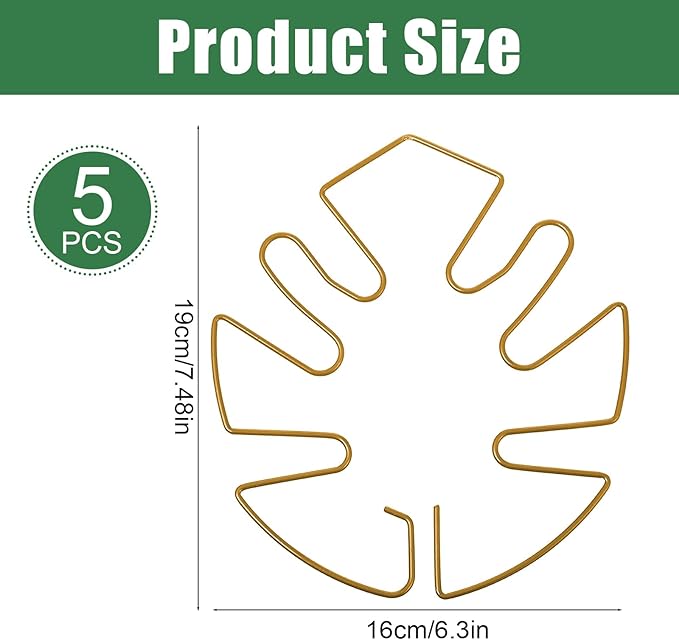 5 PCS Iron Monstera Plant Stabilizer, Metal Monstera Plant Stabilizer for Indoor Plants, Plants Stem Holder for Thriving Growth Indoor Plants(Gold)