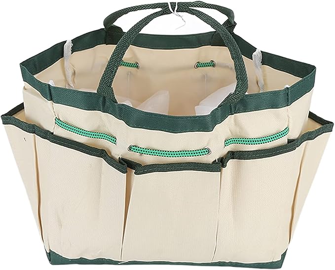 Generic Large Capacity Garden Tote Bag, Portable Tool Storage with 9 Pockets for Gardening, Wear Oxford Cloth with Elastic Fixing Band, for Multiple Tools