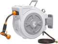 Giraffe Tools Retractable Hose Reel 1/2" x 65 ft Heavy Duty Water Hose Reel, Swivel Bracket, Any Length Lock, with 9-Function Sprayer Nozzle