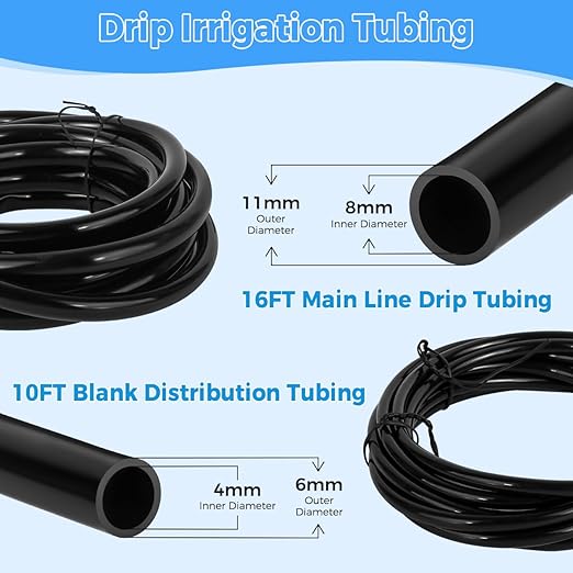 Drip Irrigation System Kit - Automatic Garden Watering System with G Type 360° Rotating Micro Sprinkler Heads & 16FT 8/11mm & 10FT 4/6mm Irrigation Tubing for Garden, Lawn, Greenhouse, Yard, Plant