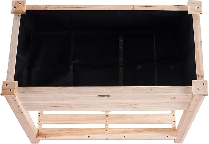 VEVOR Raised Garden Bed 34x18x30in with Sturdy Legs, High End Natural Fir Wood Planter Box Elevated Planting Stand for Backyard/Garden/Patio/Balcony w/Non -Woven Liner & 1 Set of Tool, 165lb Capacity
