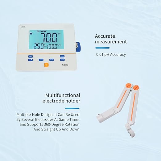 Instruments,Lab Benchtop pH Meter kit,1-2Points Auto Calibration,0.01 pH Accuracy,Digital Bench Top pH Meter and Electrode,6.0 inch High Definition Screen(PH100B)