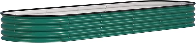 BlueWish 8x2x1FT Raised Garden Bed, 11.1” H Galvanized Raised Garden Bed with Bottomless, Rubber Strip, 9-in-1 Modular, Raised Planter Box Outdoor for Vegetable, Flower, Green
