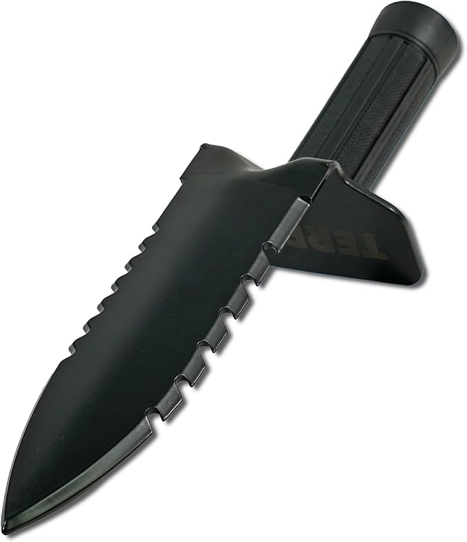 TerraX Master Digger 34" Root/Sod T-Handle Shovel and Double Serrated Hand Digger with Belt Sheath - Landscaping, Gardening, Metal Detecting, Gold Prospecting
