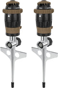[2 Pack] RESTMO Gear Drive Sprinkler with Metal Spike Base, 5-Pattern Heavy Duty Gardening Watering System, Multi-Adjustable Lawn Sprinkle for Garden Plant, Flower Bed and Large Yard Area, Brown
