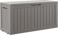 82 Gallon Outdoor Storage Box, Resin Deck Boxes Outdoor Waterproof For Patio Furniture, Garden Tools, Pool Supplies, Lockable And UV Resistant (Striped Gray)
