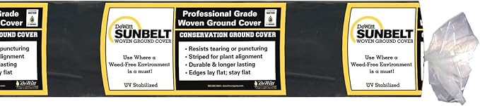 Dewitt 4-Pack Sunbelt Weed Barrier Fabric 3.2 oz, 3 x 300 Feet – Heavy-Duty Ground Cover Mat for Greenhouse Floors, Garden Rows, Raised Beds, Yard Gardening, and Outdoor Landscape Protection