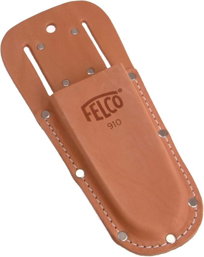 FELCO F910 USA Made Leather Holster – Belt Pouch for Pruners, Wire Cutters & Folding Saws | Tool Holster with Clip & Loop Attachment | Heavy-Duty Genuine Leather, Molded Fit, Universal Tool Carry