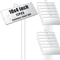 Landhoow 12 Pcs Large Garden Plant Markers Metal Plant Labels Sign 10'' x 4'' with 16.5'' Stake Weatherproof Waterproof Garden Sign for Outdoor Seedlings Herbs Vegetable Greenhouse, Silver