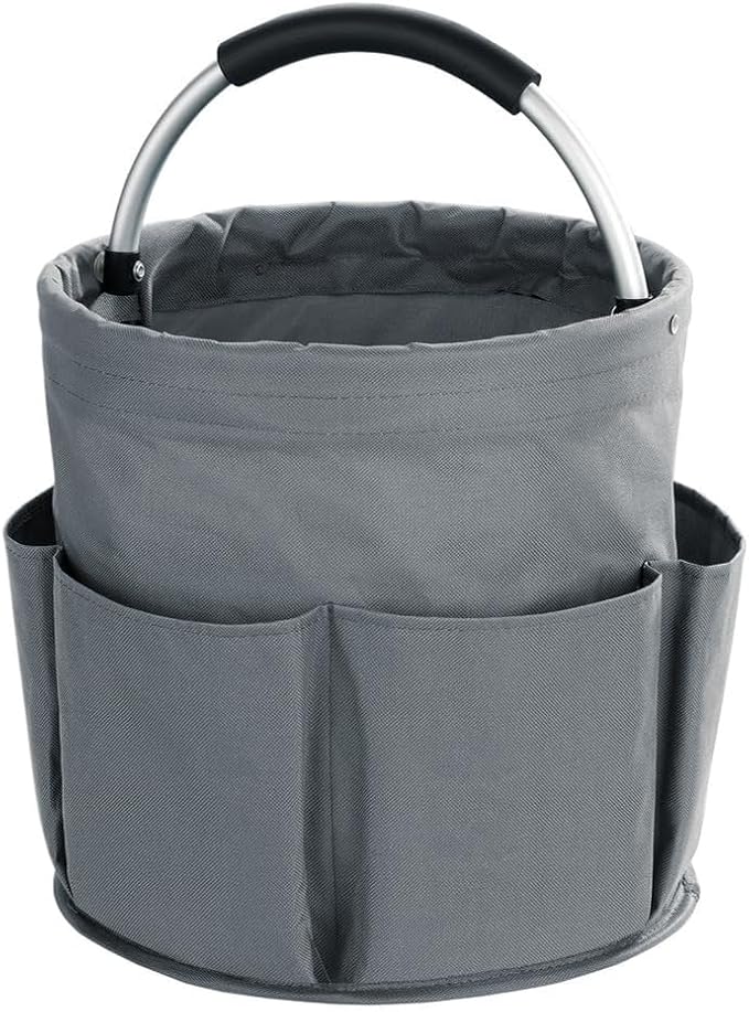 Wooha Tool Bag 17L Garden Tool Organizer Foldable Tool Storage Basket Outdoor Beach Storage Bag（Grey）