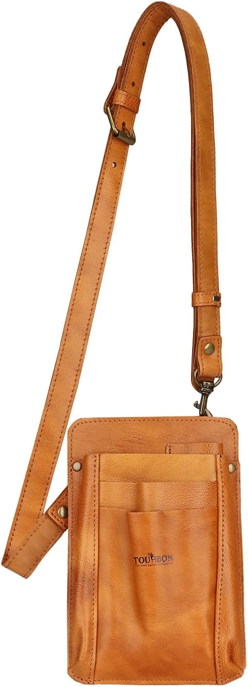 Tourbon Leather Florist Tool Waist Pouch Belt Garden Shoulder Crossbody Tools Bag Gardening Pruning Shears Holder Organizer Kit 4 Pockets