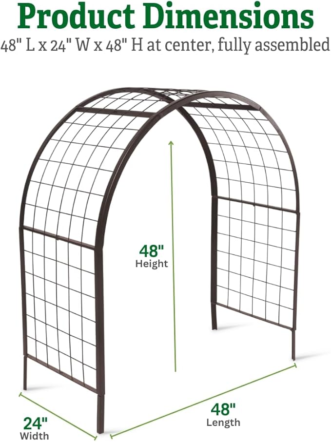 Gardener’s Supply Company Arch Trellis | Garden Arbor fits 2' x 4' Elevated Planter Boxes for Climbing Plants, Vegetables and Flowers | Decorative Outdoor Gardening Landscape