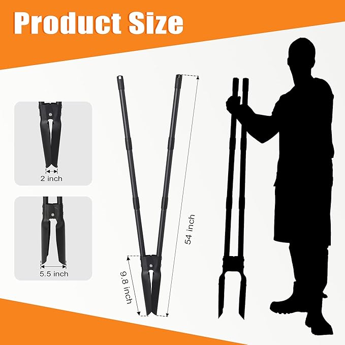 Post Hole Digger Tools, 54 inches Heavy Duty Hole Digger for Plants, Manual Gardening Digger Tools with Handles, Matte Black