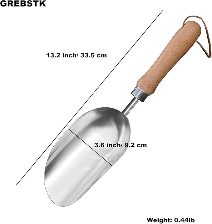 GREBSTK Garden Hand Large Capacity Fertilizer Scoop Soil Shovel Stainless Steel Gardening Trowel for Transplanting, Digging, Planting, Cultivation