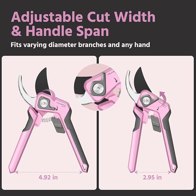 PrunePro Pruning Shears for Gardening Professional Bypass Hand Pruner Up to 1 Inch Cut Capacity Sharp Stainless Steel Blade Garden Scissors Plant Flower Garden Clipper Pink 1 Pack
