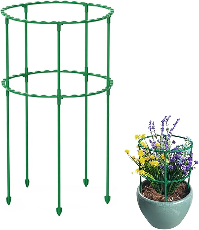 Garden Plant Support Tomato Cages, Adjustable Plant Support Ring Plant Stakes for Indoor Outdoor Plants Flowers Decor