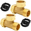 2PCS Brass 3/4 Inch GHT Swivel Tee Pipe Fitting 3/4" GHT Female x Female x Male for Garden Hose Threaded Tube Pipe Fittings