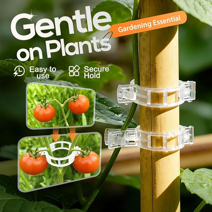 150 PCS Secured Plastic Plant Clip, 2026 New Garden Clips for Climbing Plants, Plastic Trellis Clips Plant Support Clips Tomato Grape Vine Vegetables Plant Fixing Clips (150, Black)