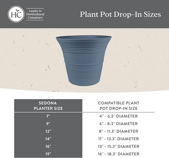The HC Companies Sedona Round Self-Watering Pot - Lightweight Self Care Planter - Plastic Planter for Herbs & More - Durable Plant Pots for Indoor Plants & Outdoor Plants (14" Honey, Pack of 1)