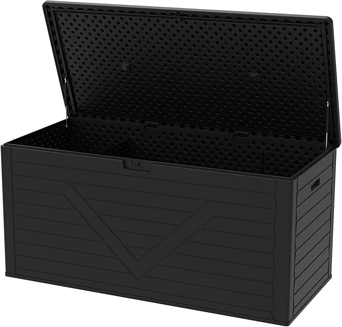 260 Gallon PRO Outdoor Storage Box Waterproof,Resin Deck Box Storage Bin for Cushion Patio Furniture, Pool Accessories, and Garden Tools, Lockable & UV-Resistant, Black