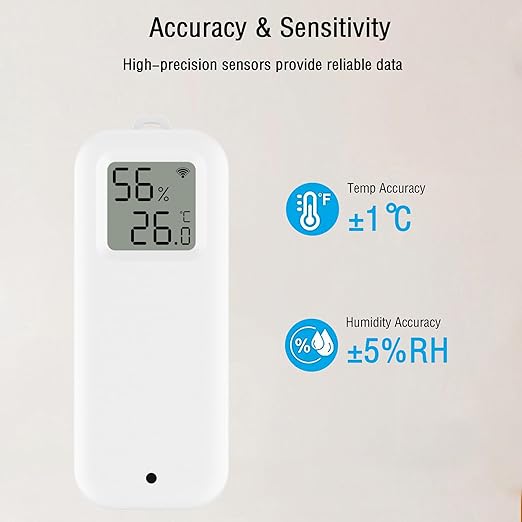PHOVOLT WLAN Thermometer Hygrometer Sensor, Wireless Smart Temperature and Humidity Digital Display Monitor, with Remote App Notification Alert for Home, Greenhouse(4 Pack)