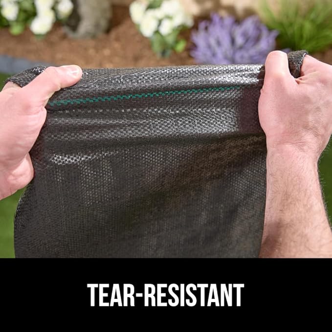 GORILLA GRIP 4 FT x 100 FT Powerful Weed Barrier Landscape Fabric, Durable Tear Resistant Blocker, Permeable UV Resistant Fabrics for Landscaping Outdoor Garden Bed, Ground Mulch, 3.2oz Woven