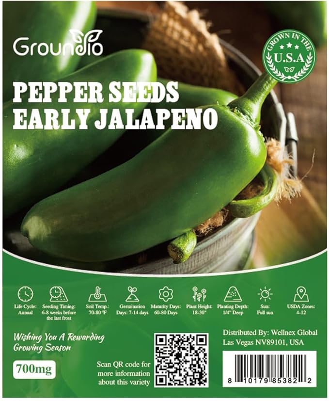 Jalapeno Pepper Seeds for Planting, Non-GMO Heirloom Vegetable Seeds for Outdoor Home Garden, Easy to Grow, Perfect for Salsa & Hot Sauce