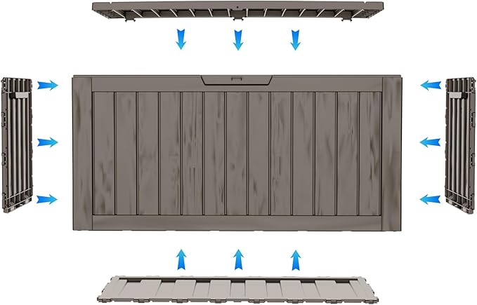 Outdoor Storage Box Waterproof with Wheels, 76 Gallon Lockable Resin Deck Box Patio Storage Bin for Pool Accessories Cushion Furniture, Garden Tools, UV-Resistant Outside Delivery Grey