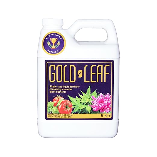 33.8 fl oz (1 Liter) Gold Leaf All-in-One Liquid Fertilizer | pH Balanced, Dechlorinates, No Additives Needed | Soil, Hydroponics, Coco | Complete Plant Food | Indoor & Outdoor, Tomatoes & Houseplants