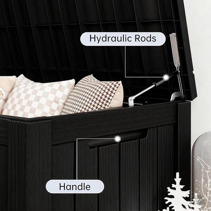 120 Gallon Outdoor Storage Box, Resin Deck Boxes Outdoor Waterproof For Patio Furniture, Garden Tools, Pool Supplies, Durable And UV Resistant, Lockable（Black）