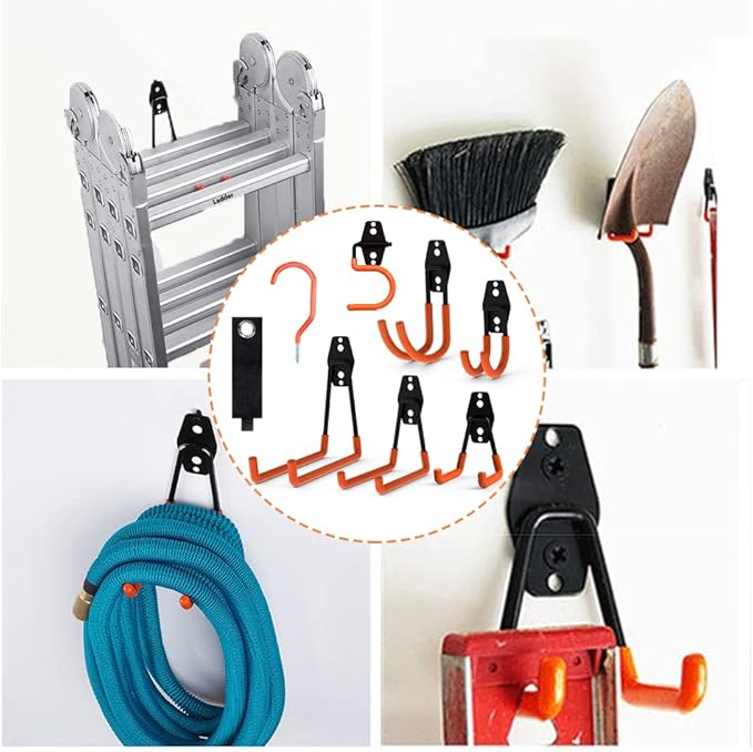 Garage Hooks 22 Pack Heavy Duty Garage Storage Hooks Steel Tool Hangers for Garage Wall Mount Utility Hooks and Hangers with Anti-Slip Coating for Tools Organizer Ladders Bikes Bulky Items
