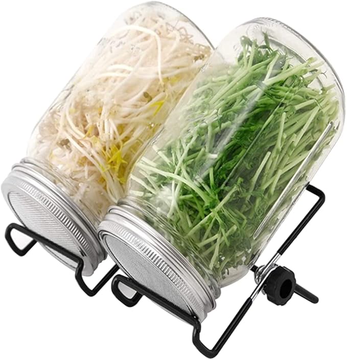 Lulonpon 4 Pieces Sprouting Lids, 304 Stainless Steel Screen Sprout Lids with Stand for 86mm Caliber Jar,for Sprouting, Sprouting Seeds, Sprouting Kit