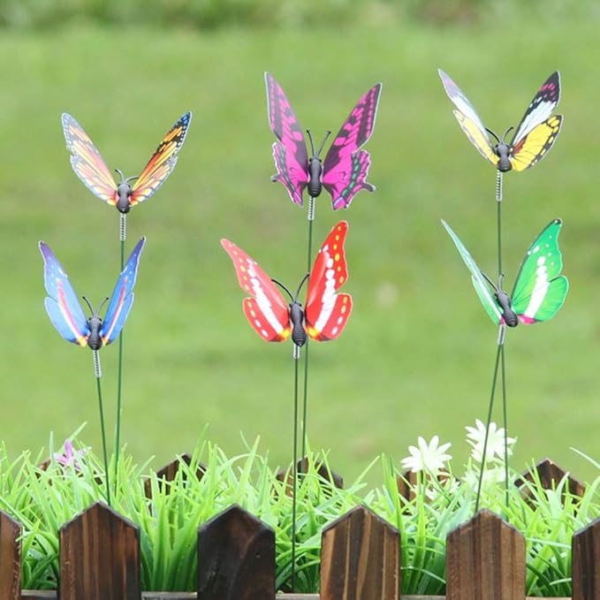 TOYANDONA 12PCS Butterfly Stakes - 11.4 inch Waterproof Butterfly Garden Decorations Artificial Butterflies for Indoor Outdoor Yard Patio Plant Pot Flower Bed Flower Bouquet Home Decor (Random Color)