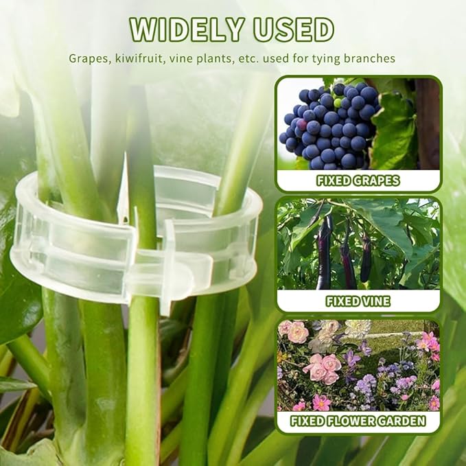 200 Pack Secured Plastic Plant Clips, 2024 Combinable Plant Support Clips, Plastic Trellis Clips for Climbing Plants, Vine Vegetables Fixing Clips, Plant Clips for Tomato Trellis & Peony Cages