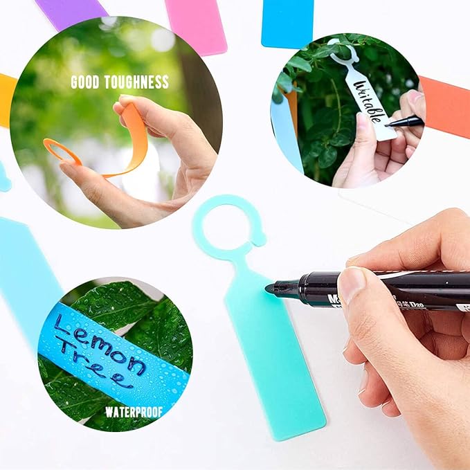 MHY 400 Pcs Thick Plastic Plant Labels - Garden Waterproof Plant Tree Tags - 4.3 inch Color Hanging Plant Markers for Plants, Potted Plants, Nurseries, Trees，Gardening（Green）