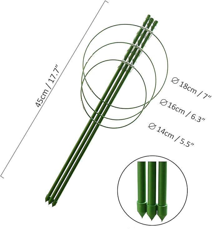 3 Pack Tomato Cage Plant Support Climbing Plant Support for Garden Plants Supports 18 inches Small Tomatos Cages Trellis with Adjustable Rings Garden Pots Tomato Trellis Rings for Climbing Plants