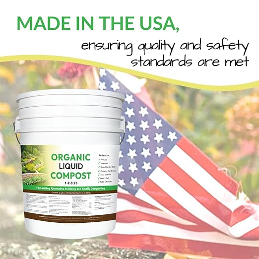 Organic Liquid Compost: Fast-Acting Alternative to Messy and Smelly Composting | Perfect for Annuals & Perennials, Trees & Shrubs, Lawn & Turf, and Fields & Pastures (5 Gallons, Treats Up to 2 Acres)