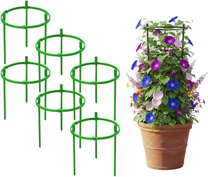 Plant Support Pile, 2026 New Plant Stakes, Durable Plant Trellis, Adjustable Garden Trellis for Outdoor Gardening, Stackable Plant Cage for Home Gardeners (6pcs)