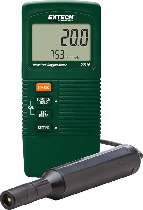 Extech DO210 - Dissolved Oxygen Meter - Portable Water Quality Tester with Temperature Compensation, Altitude & Salinity Adjustments